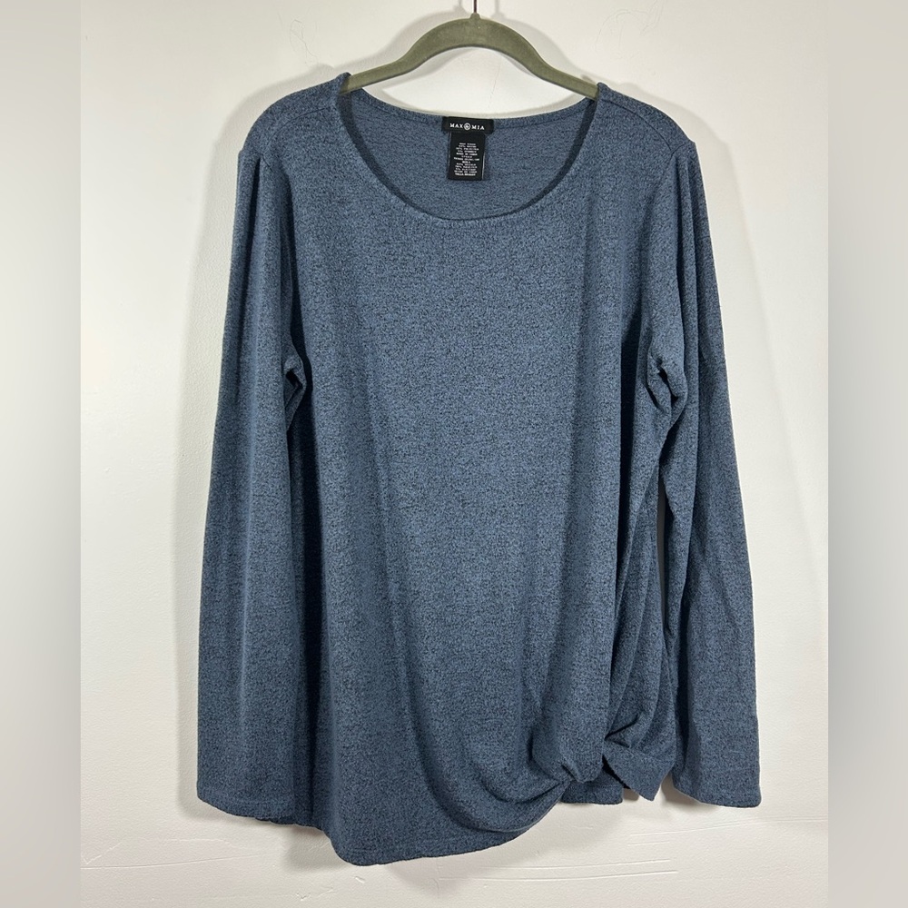 MaxMia  Heathered Blue Long Sleeve Top
